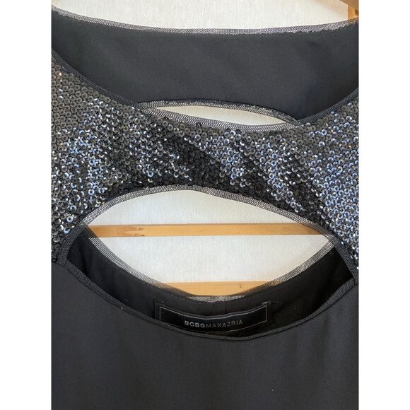 BCBGMaxAzria Bianca Top Black Chiffon & Sequined Eyelet, Blouse XXSmall - Picture 11 of 13